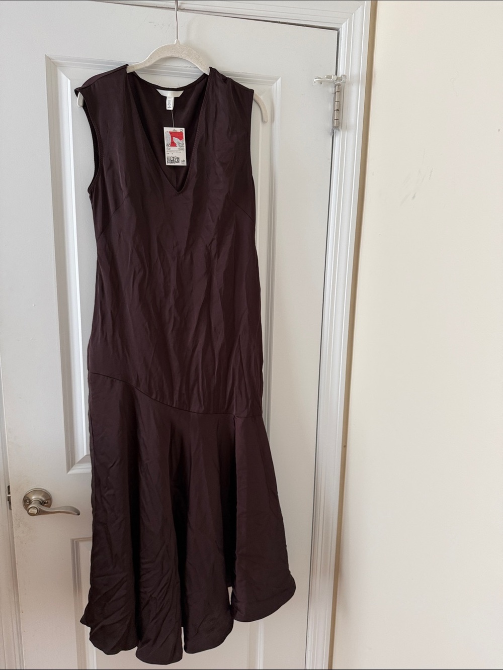 NWT H&M brown silky long dress sz S small